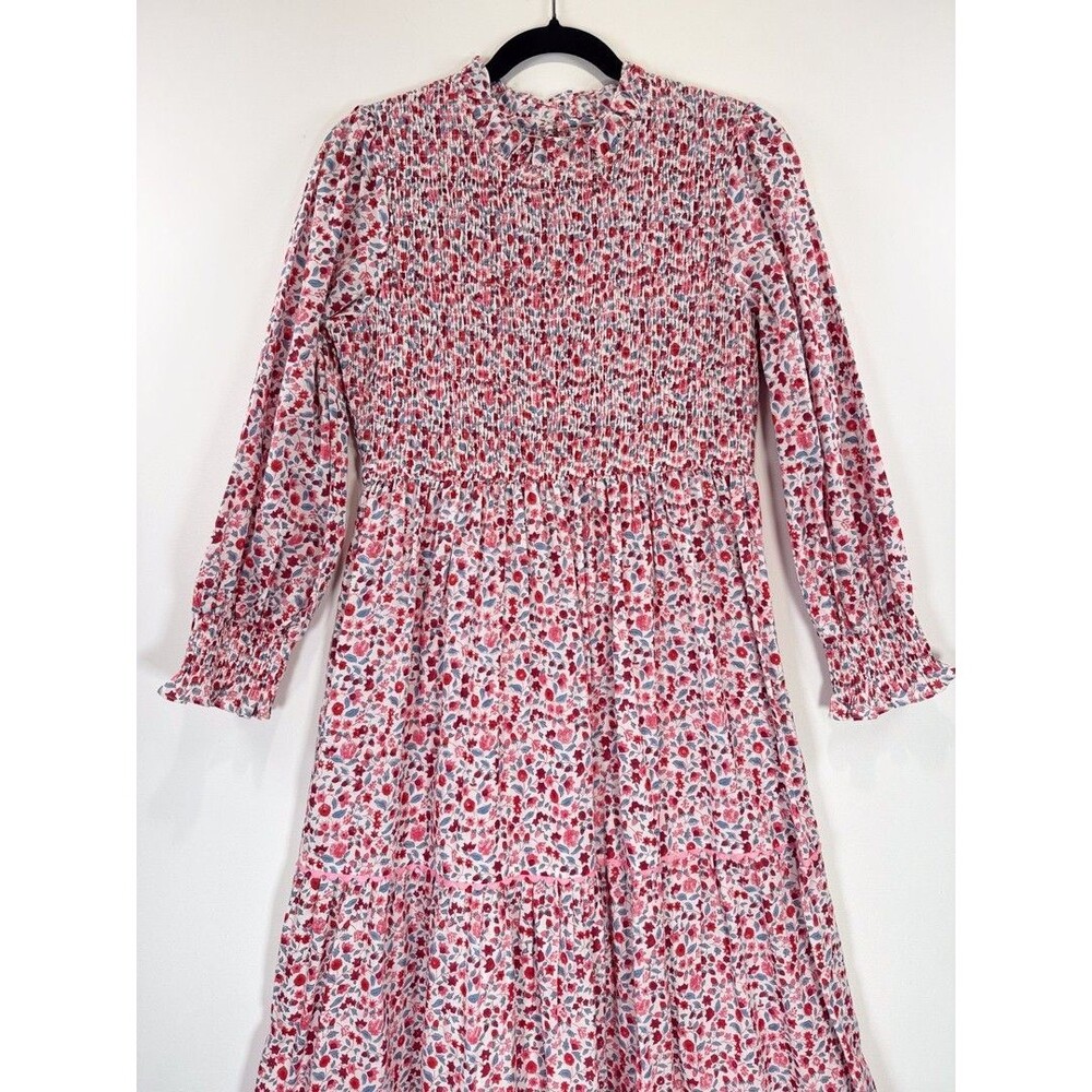 NWT Pink City Prints Maxi Dress Pink Scarlet Forest Isabel Smocked Tiered Small - Picture 7 of 13